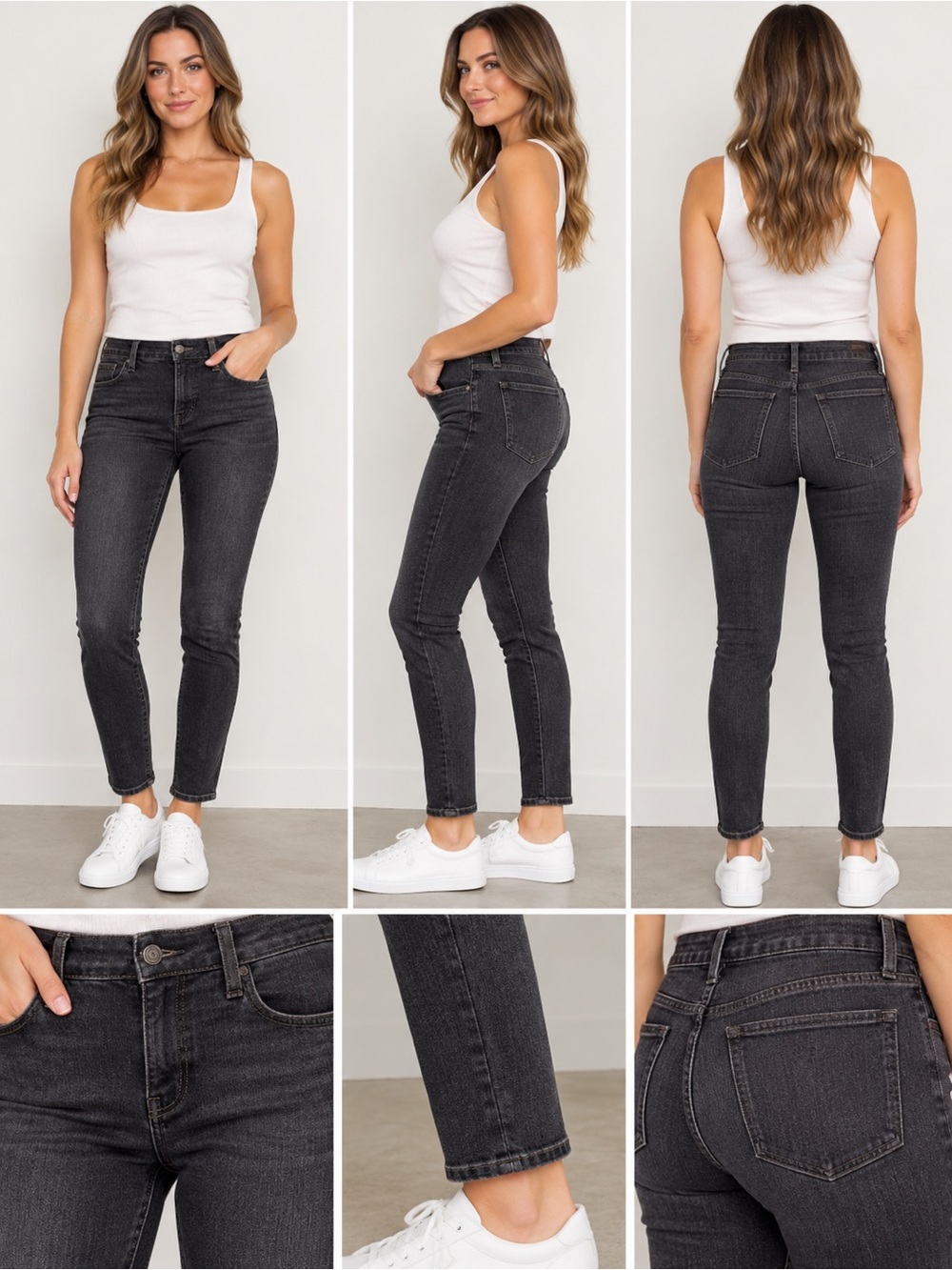 Woman’s GAP Skinny Dark Charcoal Black Denim Wash Jeans Size 6R